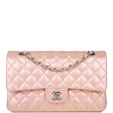 chanel pink classic bag|pink iridescent Chanel bag.